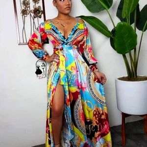 Vintage Printed Cold Shoulder Maxi Dress